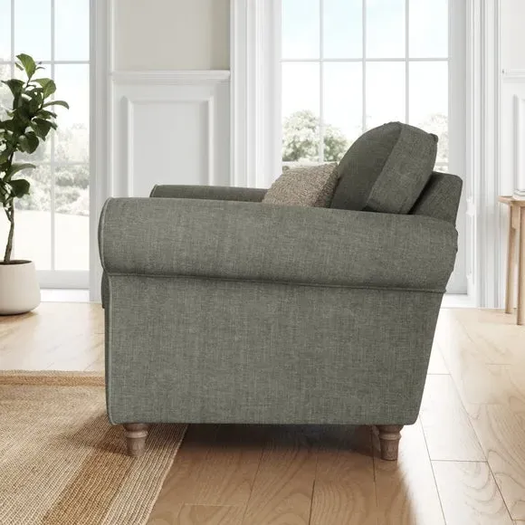 Plush Armchair with Curved Arms - Grey, Chenille