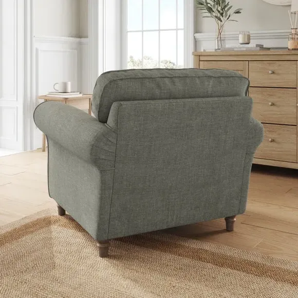 Plush Armchair with Curved Arms - Grey, Chenille