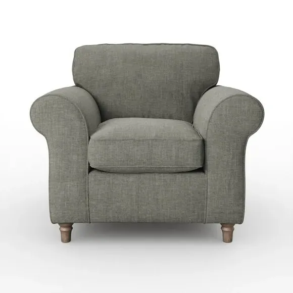 Plush Armchair with Curved Arms - Grey, Chenille