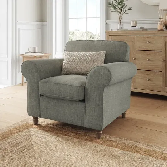Plush Armchair with Curved Arms - Grey, Chenille