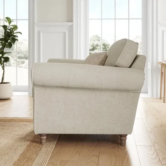 Plush Armchair with Curved Arms - Natural, Chenille