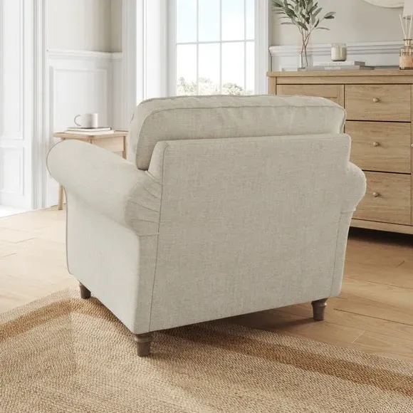 Plush Armchair with Curved Arms - Natural, Chenille