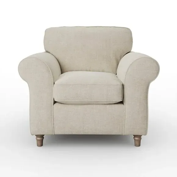 Plush Armchair with Curved Arms - Natural, Chenille