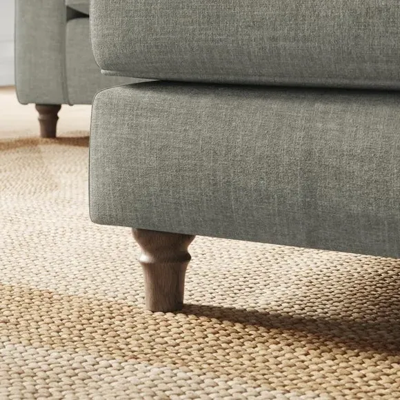 Plush Footstool with Piped Edge - Grey