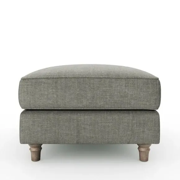 Plush Footstool with Piped Edge - Grey