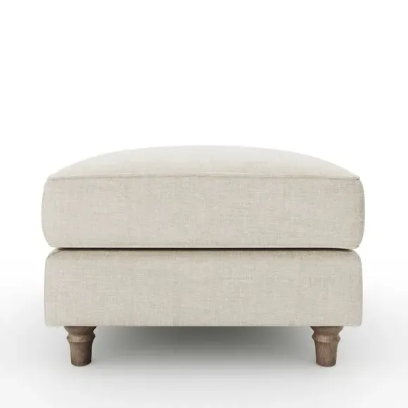 Plush Footstool with Piped Edge - Natural