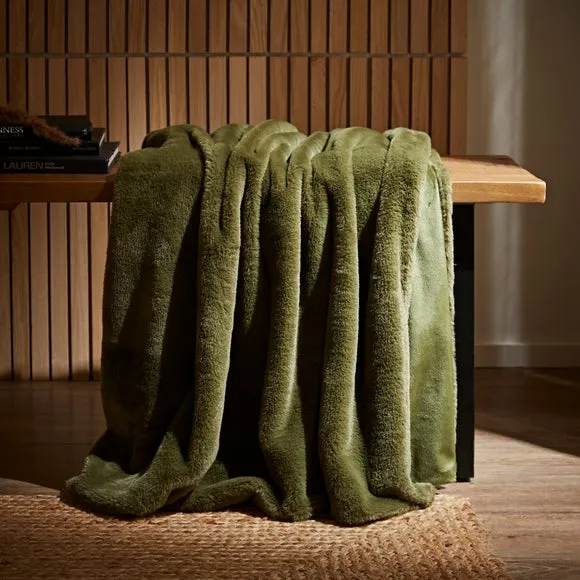 Plush Throw Blanket - Olive