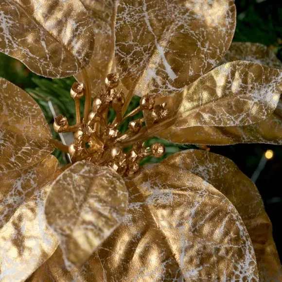 Poinsettia Clip Decoration - Gold