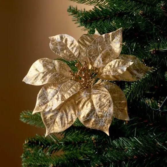 Poinsettia Clip Decoration - Gold image