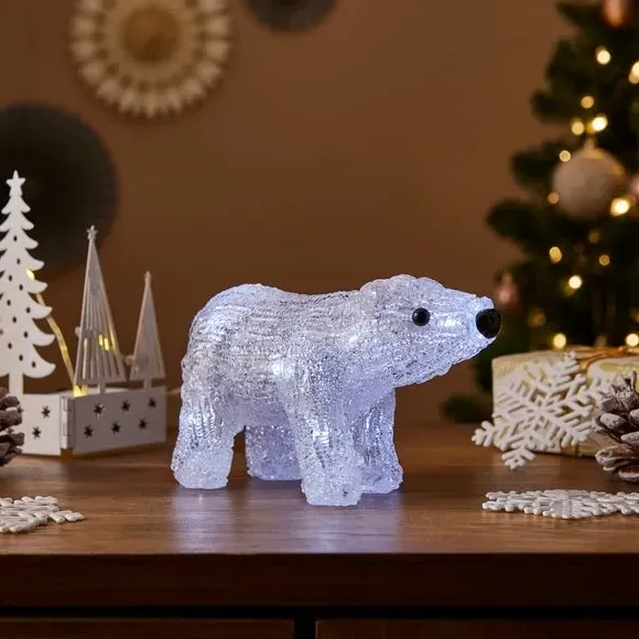 Polar Bear Light Decoration - White, Acrylic