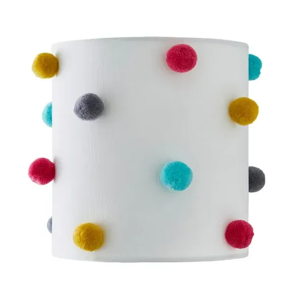 Pom Pom Lamp Shade - Multicolor, Polycotton