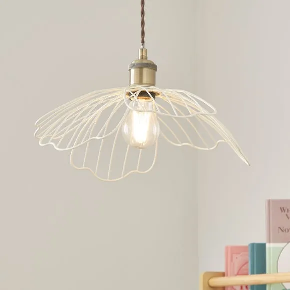 Poppy Pendant Shade Easy Fit - White Sand, Wire