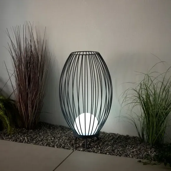 Portable LED Floor Lamp with Remote - Charcoal, Metal image