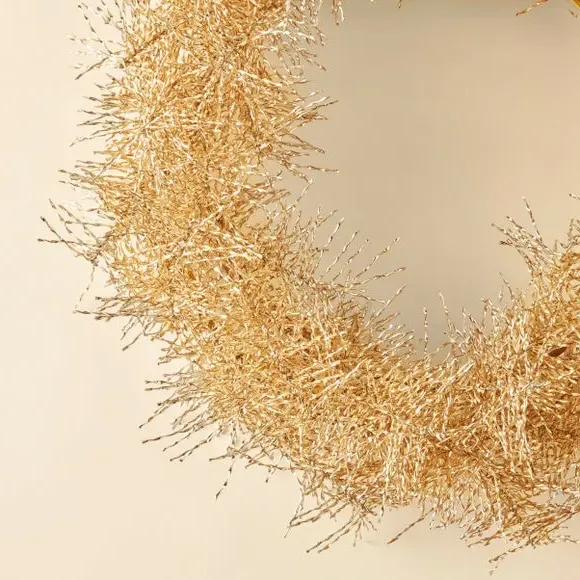 Pre-Lit Wreath with Shimmer Finish - Gold