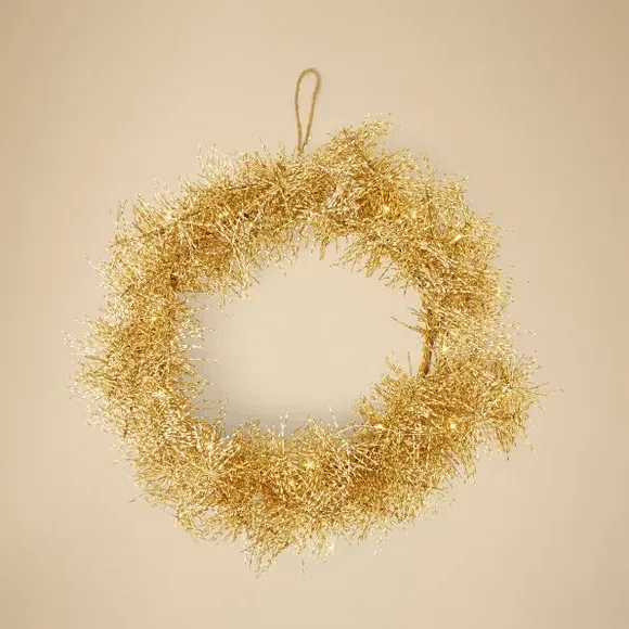 Pre-Lit Wreath with Shimmer Finish - Gold
