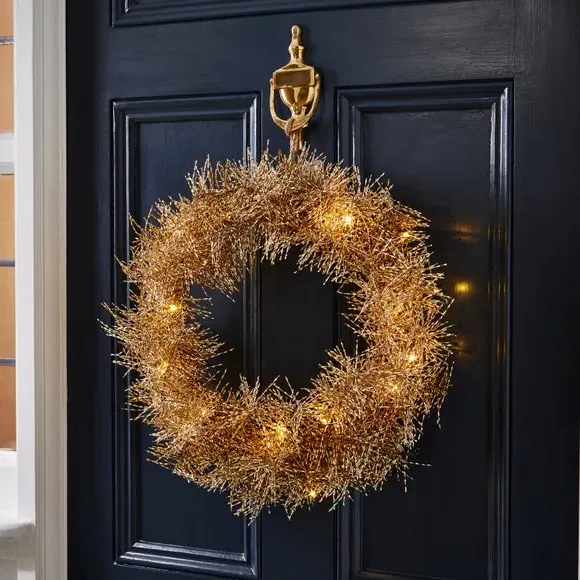 Pre-Lit Wreath with Shimmer Finish - Gold image