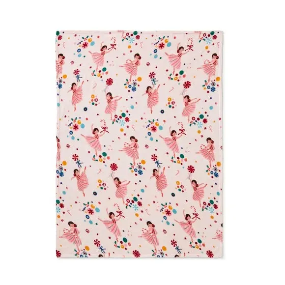 Printed Fleece Throw Blanket - Pink