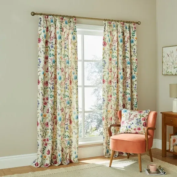 Printed Pencil Pleat Curtains - Multicolor