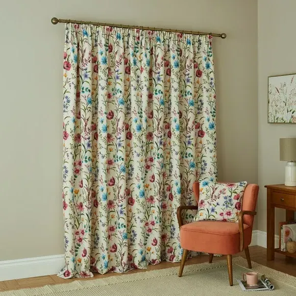 Printed Pencil Pleat Curtains - Multicolor