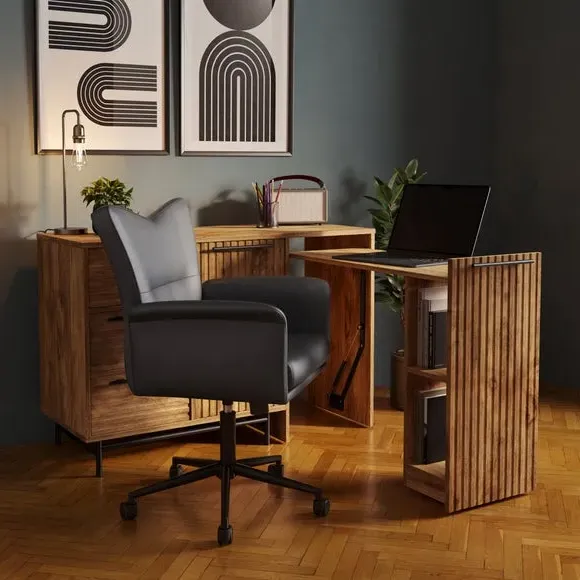 Pull Out Desk with Swivel - Mango Wood Effect