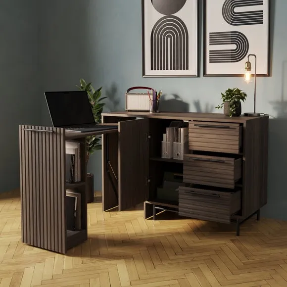 Pull Out Desk with Swivel - Walnut