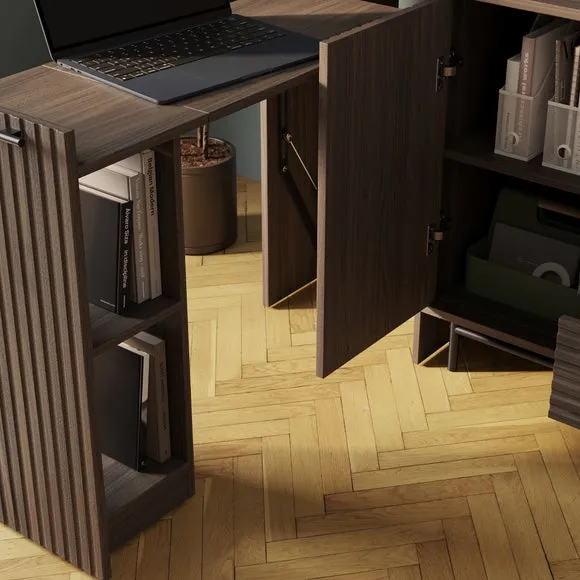 Pull Out Desk with Swivel - Walnut