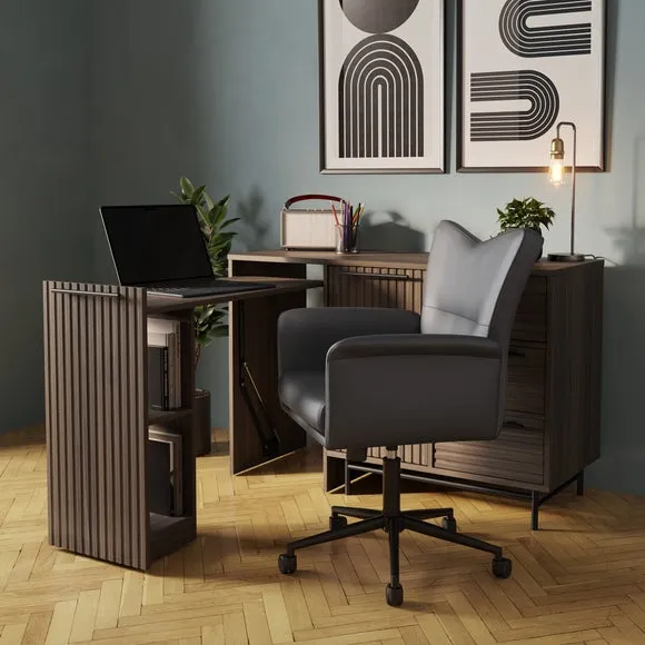 Pull Out Desk with Swivel - Walnut