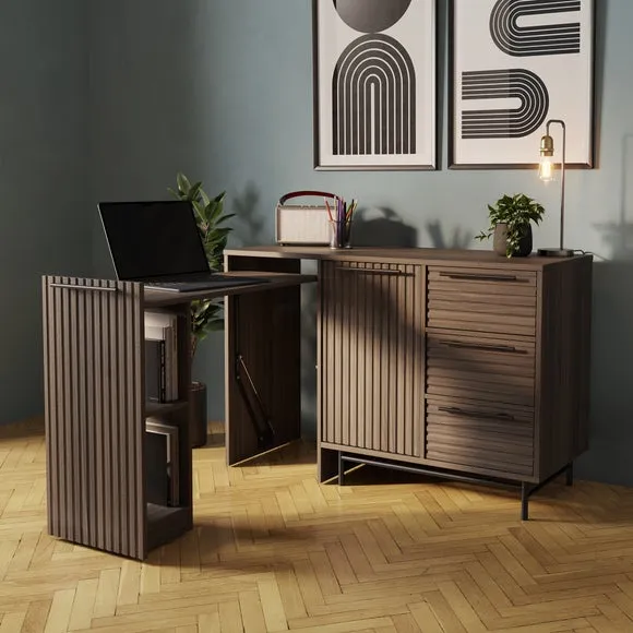 Pull Out Desk with Swivel - Walnut