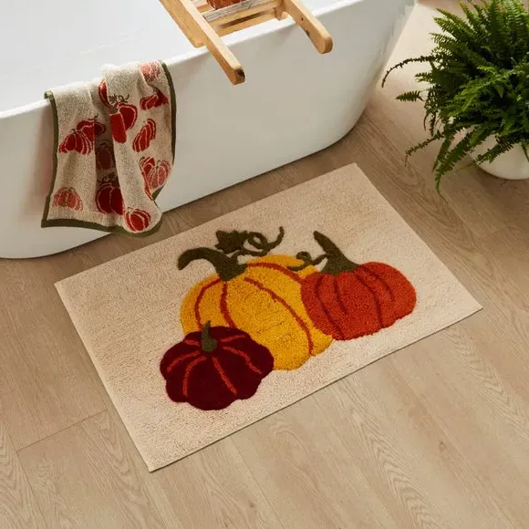 Pumpkin Bath Mat - Multicolor, Cotton