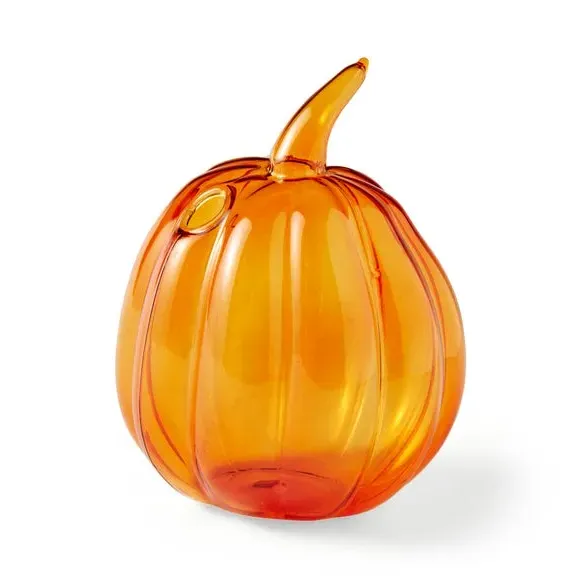 Pumpkin Bud Vase - Orange, Hand Blown Glass