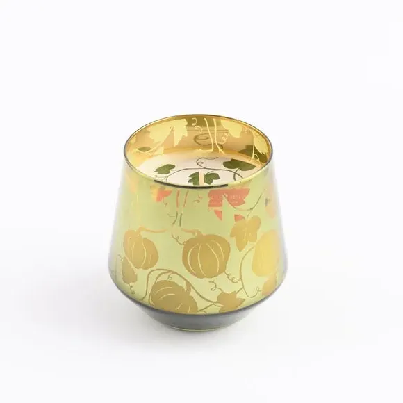 Pumpkin Candle with Spiced Fragrance - Green Glass