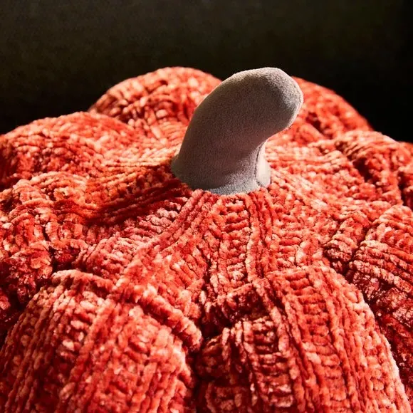 Pumpkin Cushion Chunky Knit - Orange, Chenille