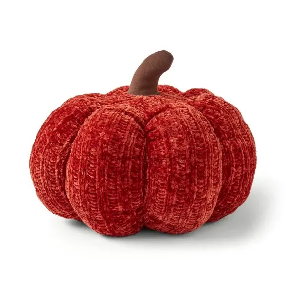 Pumpkin Cushion Chunky Knit - Orange, Chenille