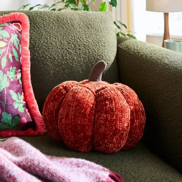 Pumpkin Cushion Chunky Knit - Orange, Chenille image