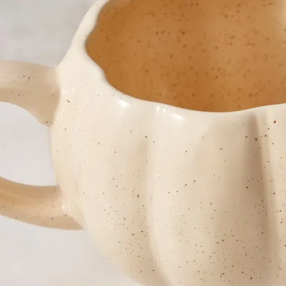 Pumpkin Design Mug with Reactive Glaze - Cream