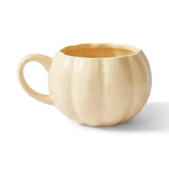 Pumpkin Design Mug with Reactive Glaze - Cream