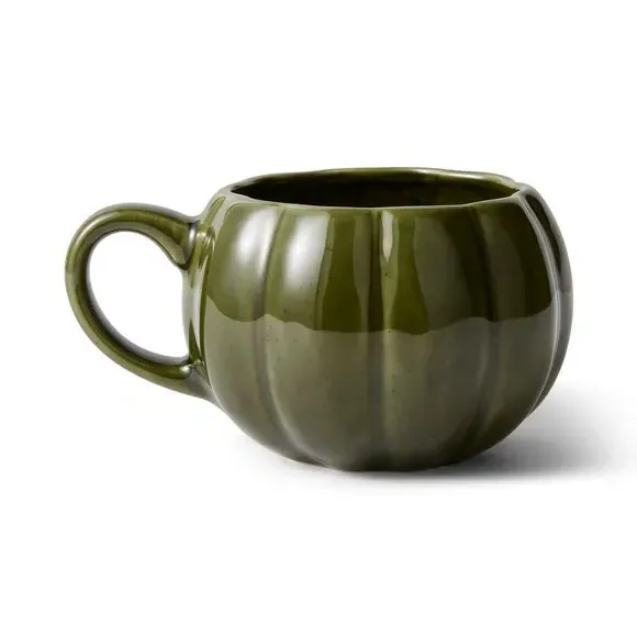 Pumpkin Design Mug with Reactive Glaze - Green