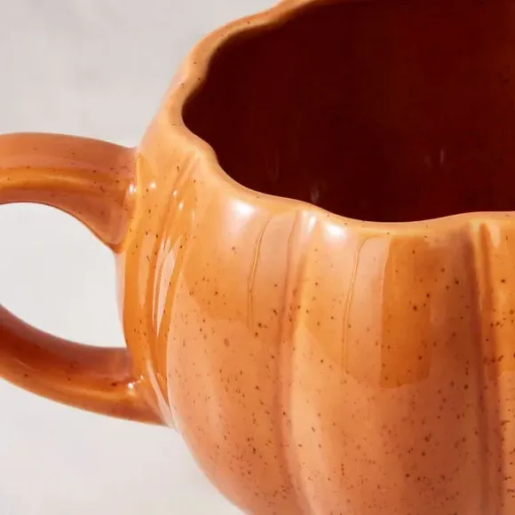 Pumpkin Design Mug with Reactive Glaze - Orange