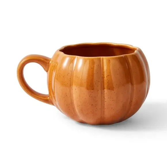 Pumpkin Design Mug with Reactive Glaze - Orange
