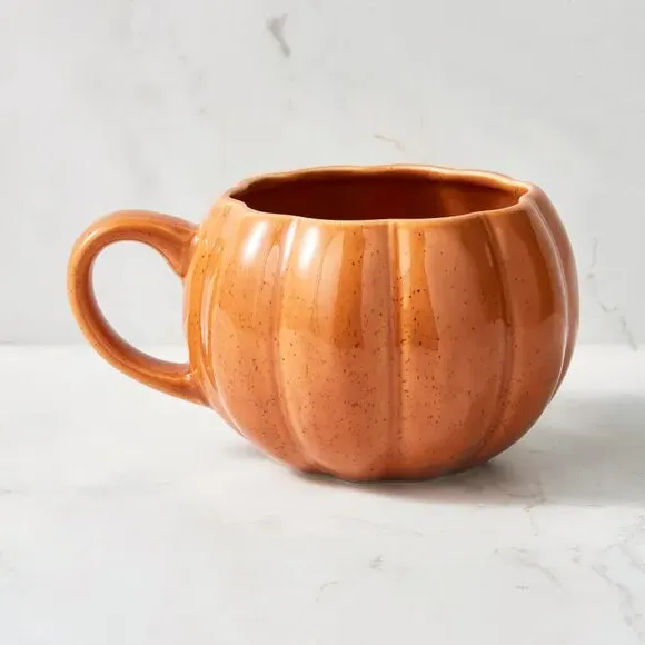 Pumpkin Design Mug with Reactive Glaze - Orange