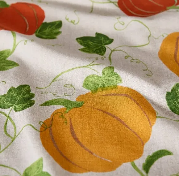 Pumpkin Design Tablecloth - Natural, Polycotton