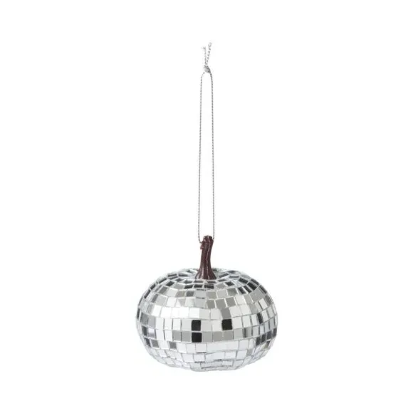 Pumpkin Disco Decoration - Silver, Mirrored