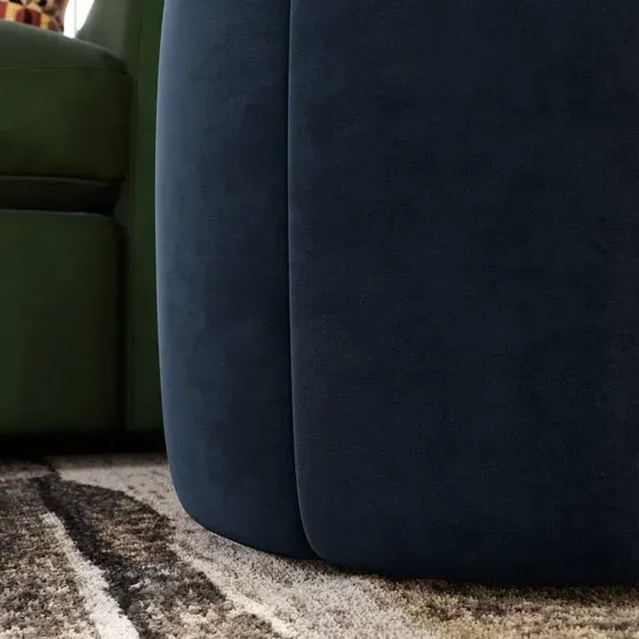 Pumpkin Footstool - Navy, Velvet