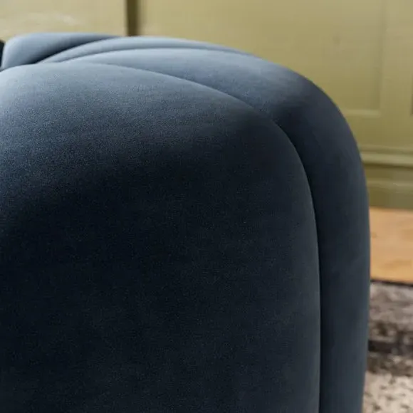 Pumpkin Footstool - Navy, Velvet
