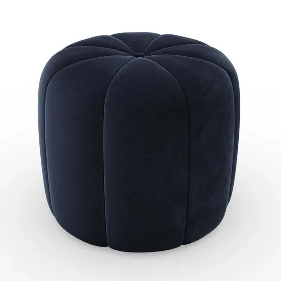 Pumpkin Footstool - Navy, Velvet