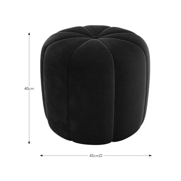 Pumpkin Footstool - Navy, Velvet