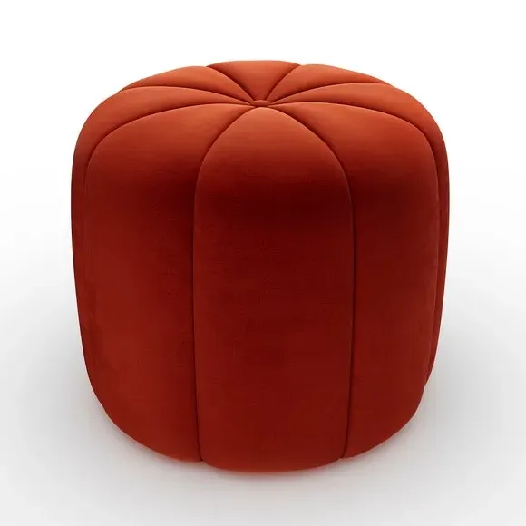Pumpkin Footstool - Orange, Velvet