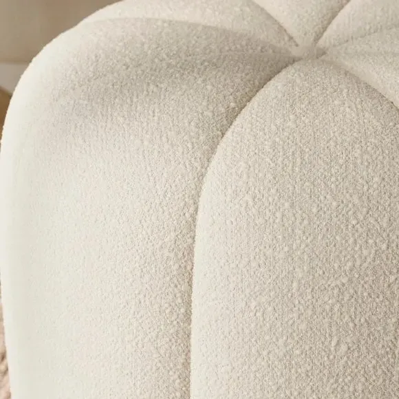 Pumpkin Footstool with Foam Cushion - Ivory, Boucle
