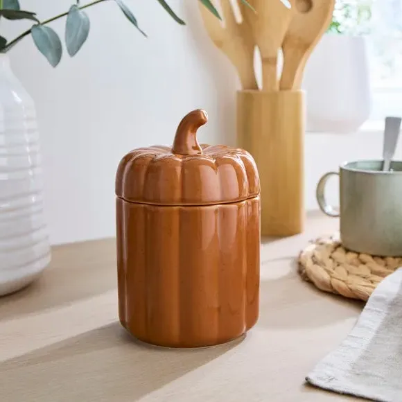 Pumpkin Kitchen Canister with Seal - Orange, Ceramic image