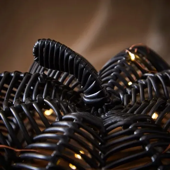 Pumpkin Light Decoration - Black, Faux Rattan